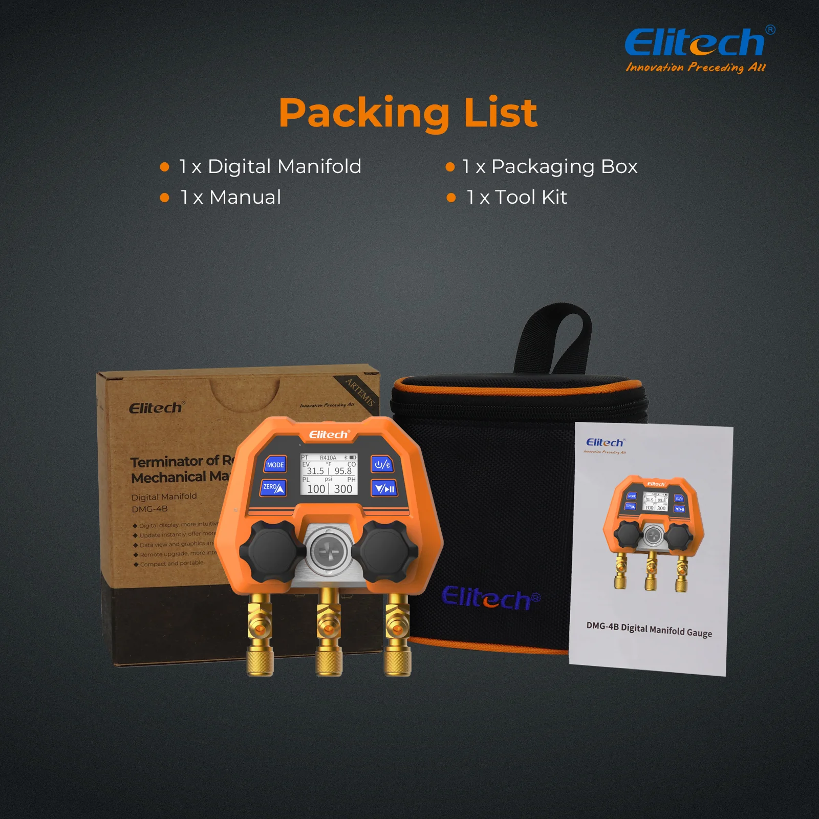 Elitech DMG-4B Digital Manifold Gauge App Control AC Heat Pump Gauges - Image 8