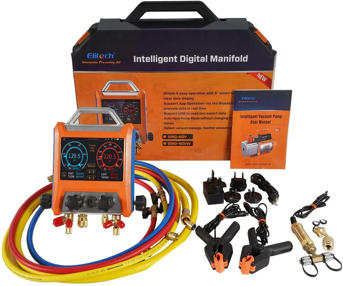 Elitech EMG-40V Intelligent 4 Valves Digital Refrigeration Heat Pump Manifold with 5” Smart Touch Screen - Image 7