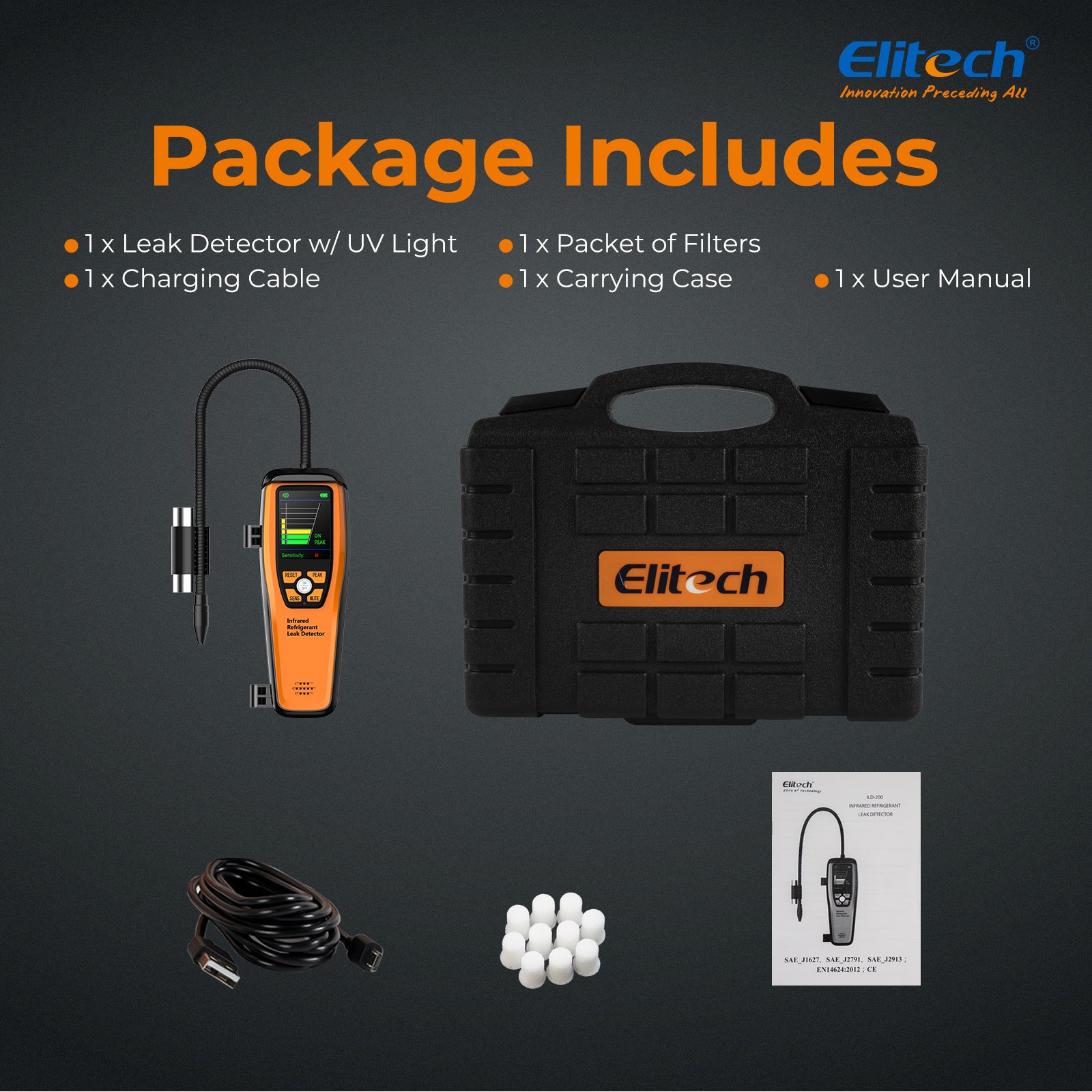Elitech ILD-200 Electronic Refrigerant Heat Pump Leak Detector HVAC, Freon Leak Detector, Infrared Sensor up to 10 years' service life, 4g/yr, PEAK Record - Image 5