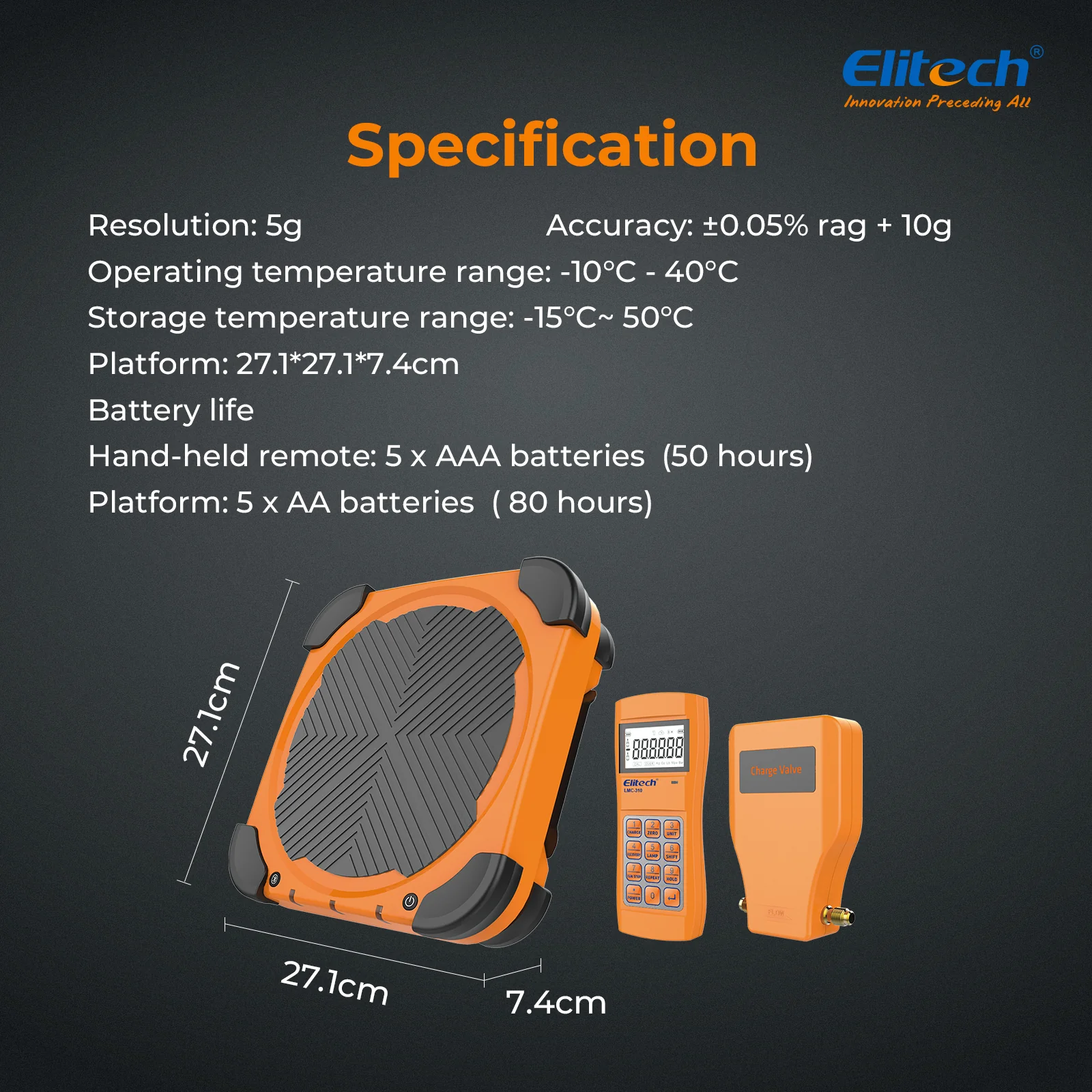 Elitech LMC-310 Wireless Refrigerant Heat Pump Scale HVAC Weight Scale with Overweight Protection 220Lbs/100Kg - Image 8