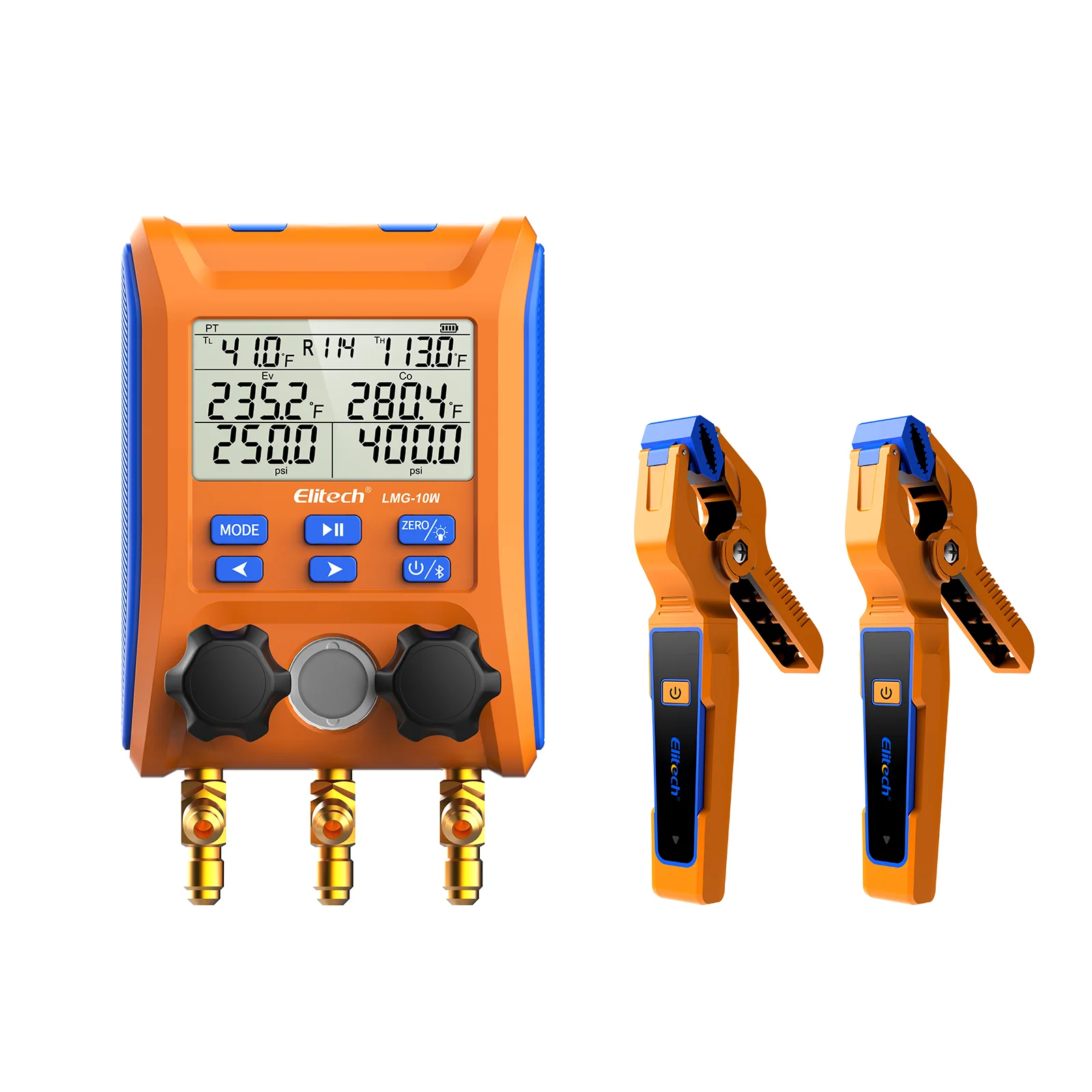 Elitech LMG-10W Refrigeration Heat Pump Digital Manifold Gauge Set 2-Way Valve AC Gauges App Control with Temperature Clamps - Image 8