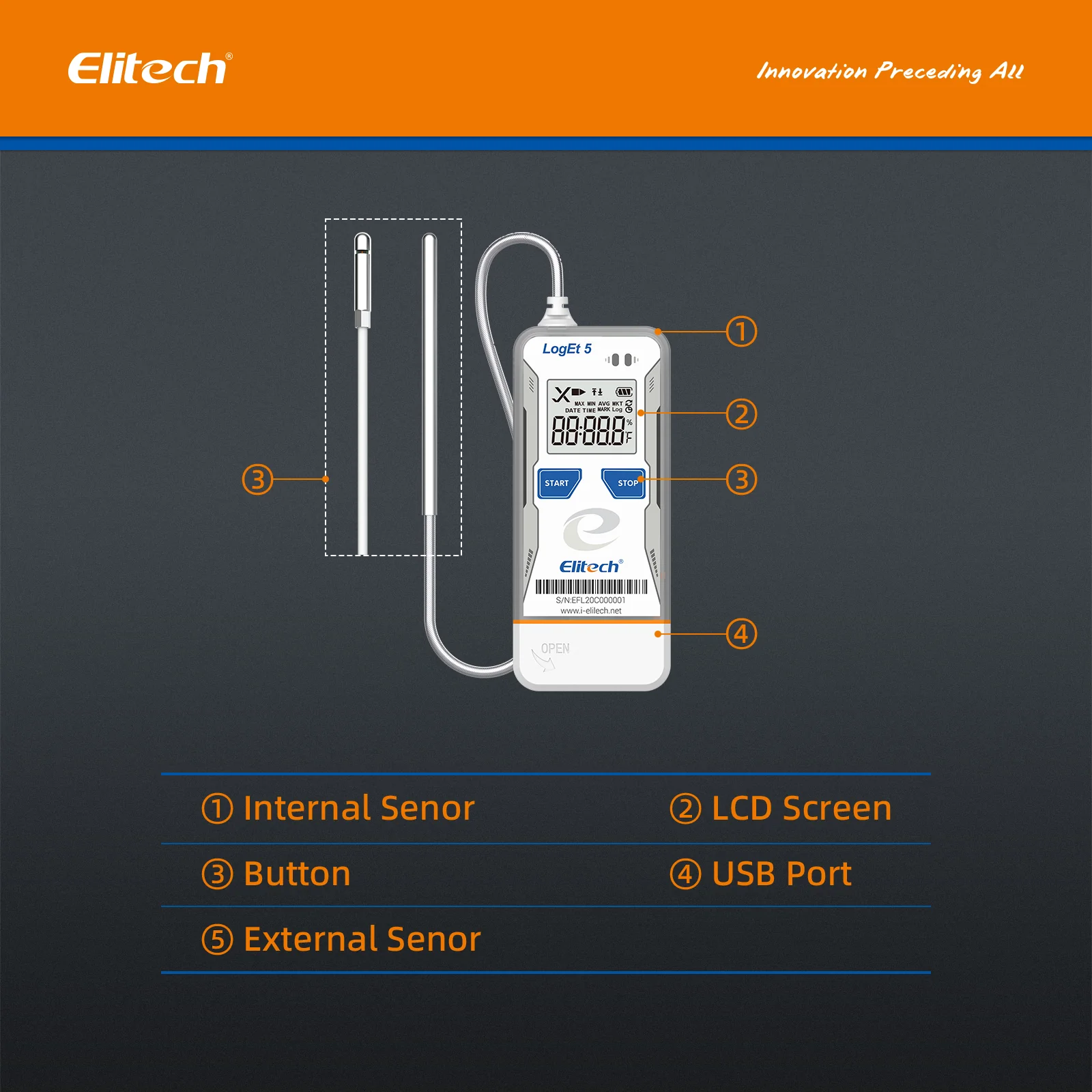 Elitech LogEt 5 T Temperature Data Logger Reusable Recorder, Shadow Data, Auto PDF/ CSV Report, 32000 Points - Image 7