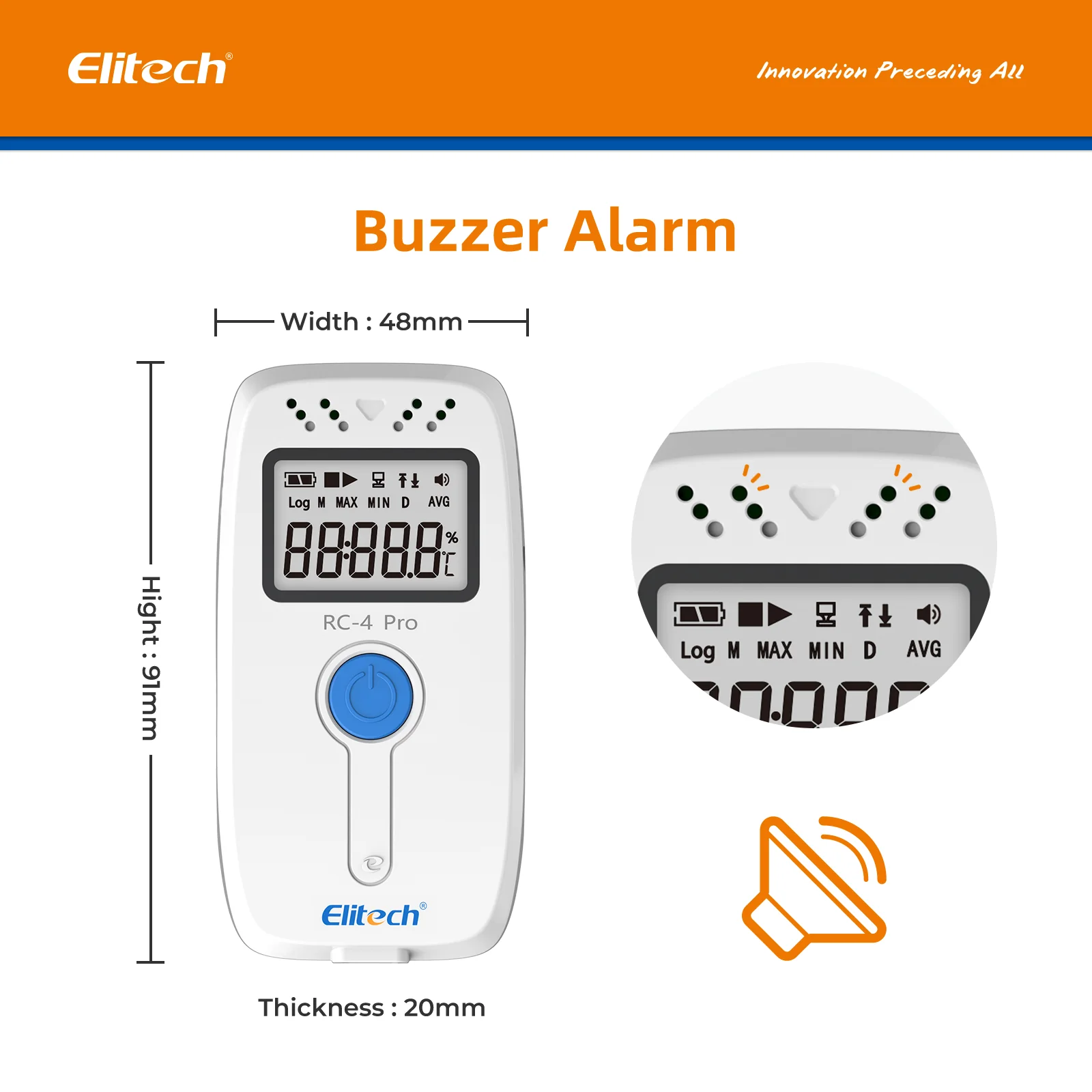 Elitech RC-4 Pro PDF USB Digital Temperature Data Logger Reuseable Recorder DDL 64000 Points High Accuracy, Shadow Data, Built-in Buzzer, Auto PDF CSV Report, Windows/MacOS Software - Image 4