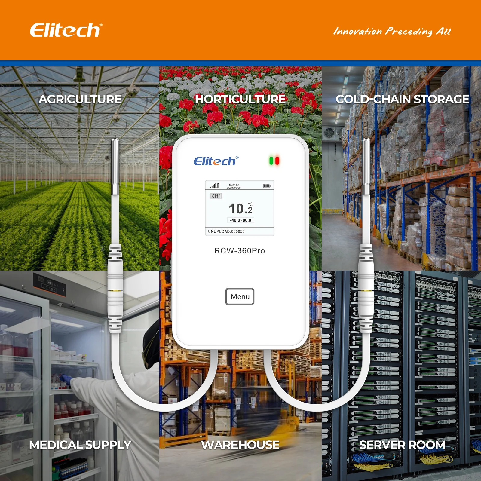 Elitech RCW-360Pro-iCold-WG-DC 4G Cellular & WiFi Temperature Humidity CO2 Sensor Data Logger 100000 Points, 2-Year Subscription Included, 24/7 Monitor, App/Email/Text/Sound Alerts, Cloud Storage, Monitor Anywhere, Anytime - Image 12