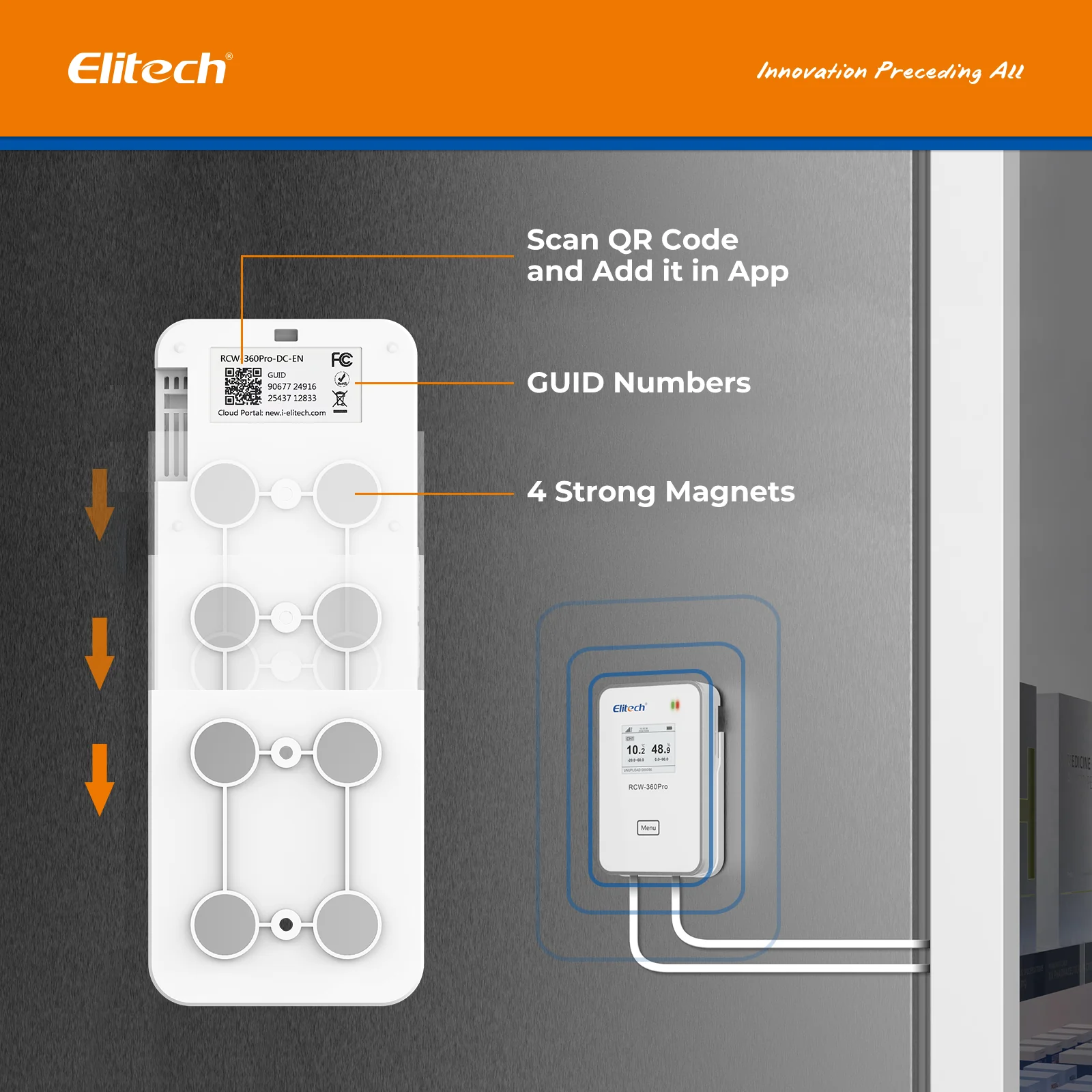 Elitech RCW-360Pro-iCold-WG-DC 4G Cellular & WiFi Temperature Humidity CO2 Sensor Data Logger 100000 Points, 2-Year Subscription Included, 24/7 Monitor, App/Email/Text/Sound Alerts, Cloud Storage, Monitor Anywhere, Anytime - Image 4