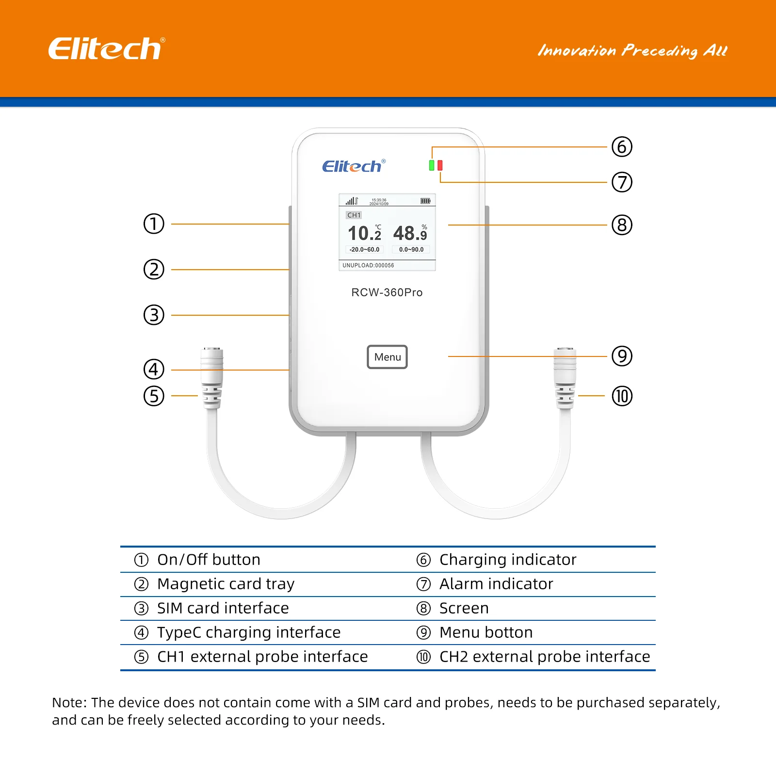 Elitech RCW-360Pro-iCold-WG-DC 4G Cellular & WiFi Temperature Humidity CO2 Sensor Data Logger 100000 Points, 2-Year Subscription Included, 24/7 Monitor, App/Email/Text/Sound Alerts, Cloud Storage, Monitor Anywhere, Anytime - Image 6