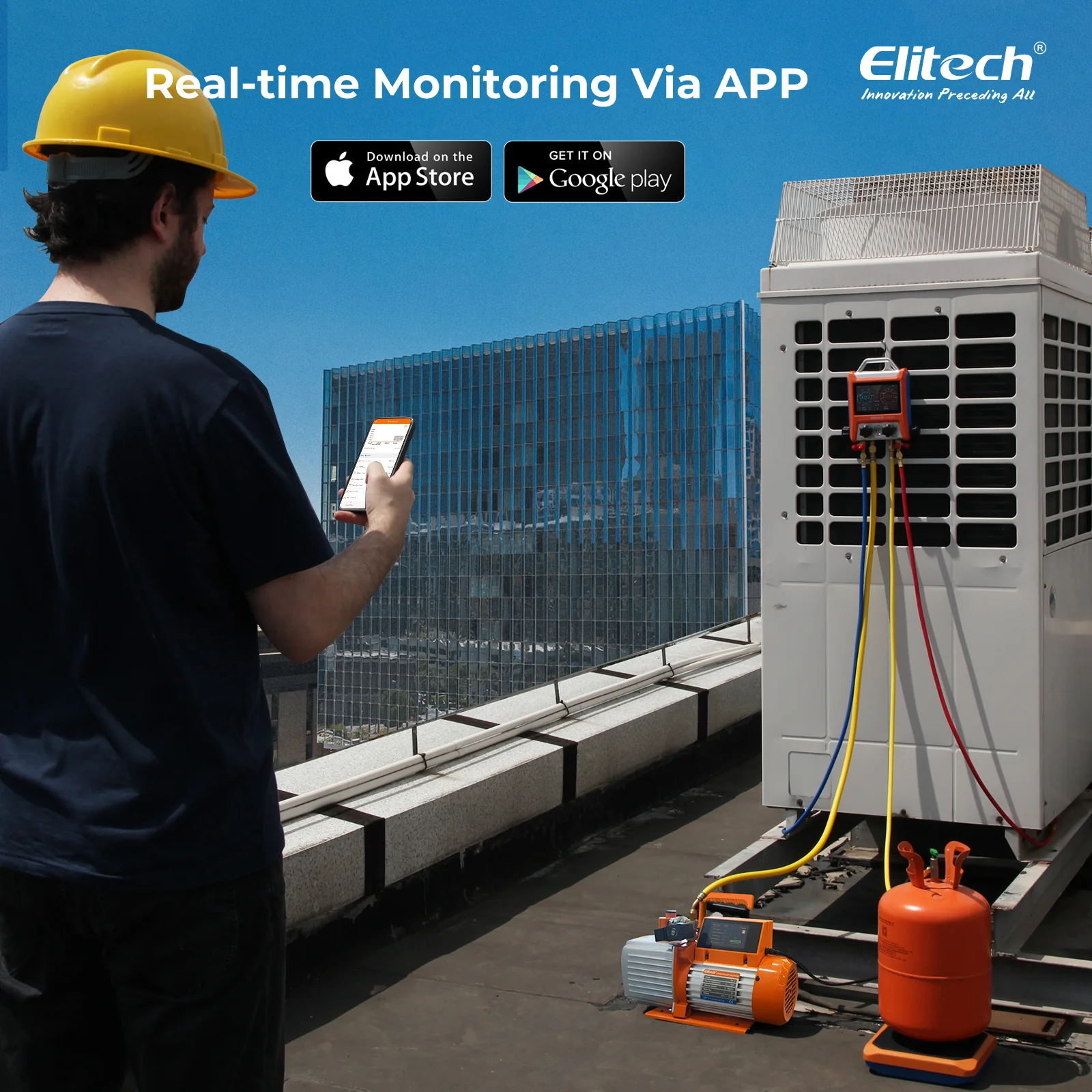 Elitech SVP-9/V900 220V Intelligent 2-Stage Vacuum Pump, 9CFM, 4L/S, APP Control, Data Logging, Smart Control, HVAC Refrigerator Heat Pump Auto Air Condition Service Tool (oil is not included) - Image 7